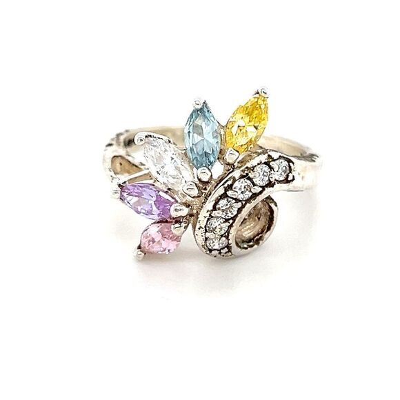 5-Marquis Cut Gems Sterling Silver 925 Ring - Picture 1 of 10